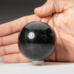 Genuine Polished Black Agate 2" Sphere With Acrylic Display Stand