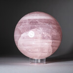 Genuine Polished Rose Quartz 3" Sphere With Acrylic Display Stand