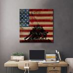 USA "Constitution" Flag (Iwo Jima War Memorial Background) // iCanvas (26"H x 26"W x 1.5"D)