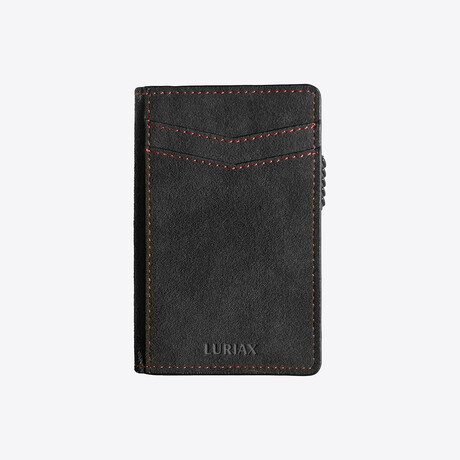 The Bifold Cardholder // Black Caviar with Red-Stitch