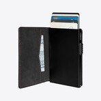 The Bifold Cardholder // Black Caviar with Red-Stitch