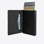 The Bifold Cardholder // Black Caviar with Red-Stitch