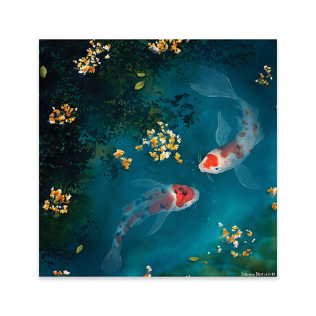 Koi Carp Fishes Print // Juliana Motzko (24"H x 24"W x 0.25"D)