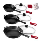 Cast Iron Skillet Set + Lids // Set of 3