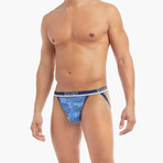 Stretch Jock Strap 4-Pack // Camelia + Festive Stripe + Dazzling Blue + Camo Print (S)