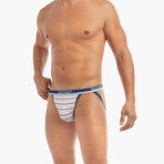 Stretch Jock Strap 4-Pack // Blue Topaz + Star Print + Rasberry Wine + Americana Pop (S)