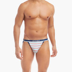 Stretch Jock Strap 4-Pack // Blue Topaz + Star Print + Rasberry Wine + Americana Pop (S)