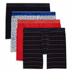 Stretch Boxer Brief 4-Pack // Watercolor Tile + Navy Blazer + Bittersweet + YD Stripe (S)