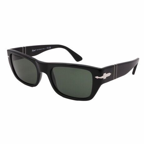 Persol // Mens PO3268S 95/31 Square Sunglasses // Black + Green