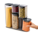 Podium Storage Jar Set with Stand // Set of 5 (Gray)