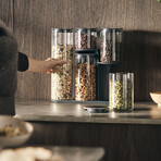 Podium Glass Storage Jar Set with Stand // Set of 5