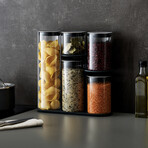 Podium Glass Storage Jar Set with Stand // Set of 5