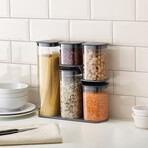 Podium Storage Jar Set with Stand // Set of 5 (Gray)