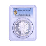 1879-S Morgan Silver Dollar // PCGS Certified MS63 DMPL // Deluxe Collector's Pouch