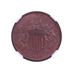 1865 Two Cent Piece // NGC Certified MS64BN // Deluxe Collector's Pouch