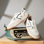 Unisex "Apple Leather" Vegan Sneakers // Beige + Navy (Euro: 39)