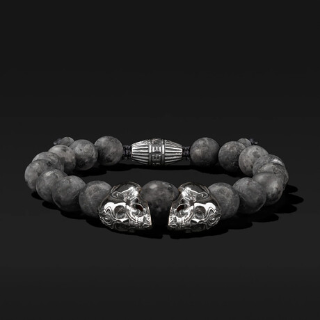 Skull Labradorite Bracelet // Silver + Gray (Small)