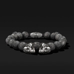 Skull Labradorite Bracelet // Silver + Gray (Small)