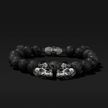 Skull Lava Bracelet // Black Rhoidum + Black (Small)