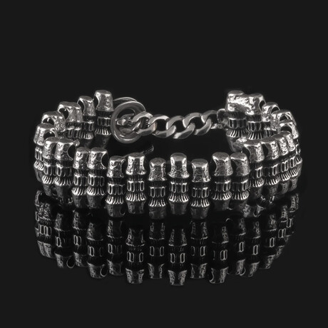 Bones Silver Bracelet // Silver (Small)