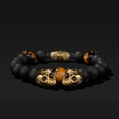 Skull Dragon Bracelet // Gold + Black (Small)