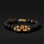 Skull Dragon Bracelet // Gold + Black (Small)