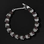 Prestige Skull Brecciated Bracelet // Silver + Red (Small)