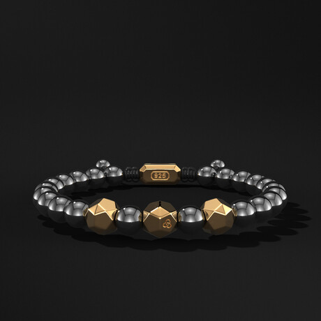 Geom Hematite Bracelet // Gold + Gray (Medium)