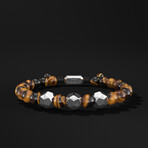 Geom Tiger Eye Bracelet // Silver (Small)