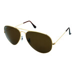 Ray-Ban // Unisex RB3025 001/57 Aviator Polarized Sunglasses // Gold + Brown