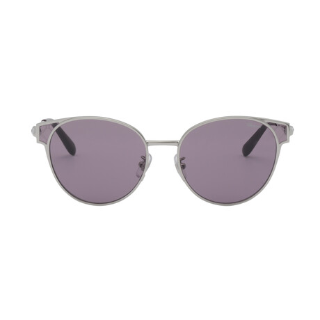 Chopard // Women's Imperiale Round Sunglasses // Shiny Palladium + Burgundy // New