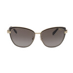 Chopard // Women's Cat Eye Sunglasses // Shiny Gold + Gradient Brown // New