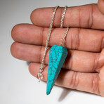 Genuine Polished Turquoise Pendulum + Chain With Black Velvet Pouch