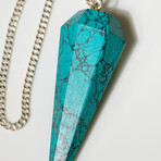 Genuine Polished Turquoise Pendulum + Chain With Black Velvet Pouch