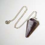 Genuine Polished Amethyst Pendulum + Chain With Black Velvet Pouch