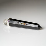 Genuine Polished Black Tourmaline Crystal Healing Wand With Black Velvet Pouch