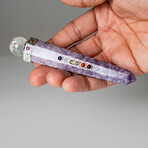 Genuine Polished Lepidolite Crystal Healing Wand With Black Velvet Pouch