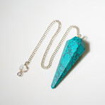 Genuine Polished Turquoise Pendulum + Chain With Black Velvet Pouch