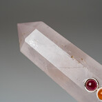 Genuine Polished Rose Quartz Crystal Healing Wand With Black Velvet Pouch