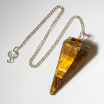 Genuine Polished Tiger's Eye Pendulum + Chain With Black Velvet Pouch