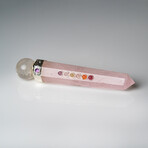 Genuine Polished Rose Quartz Crystal Healing Wand With Black Velvet Pouch