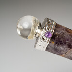 Genuine Polished Amethyst Crystal Healing Wand With Black Velvet Pouch