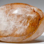 Genuine Polished Lemon Quartz Palm Stone With Velvet Pouch