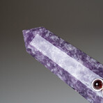 Genuine Polished Lepidolite Crystal Healing Wand With Black Velvet Pouch