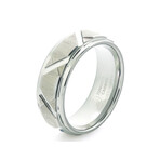 Gray Tungsten + Textured Geo Center + High Polished Accent Grooves + Step Cut Edges Band (11.5)