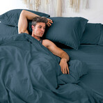 Cool & Crisp 100% Cotton Percale 4-Piece Sheet Set // PG Blue (Full)