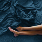 Cool & Crisp 100% Cotton Percale 4-Piece Sheet Set // PG Blue (Full)