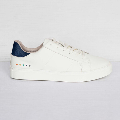 Men's Recycled Leather Sneakers // White + Navy (Euro: 35)