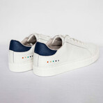 Men's Recycled Leather Sneakers // White + Navy (Euro: 43)