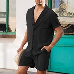 Button-Up + Shorts // 2-Piece Set // Black (M)
